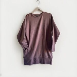 Eddie Bauer Dusky Purple Long Sleeve Sweatshirt Pockets Tunic Womens Sz S Fleece